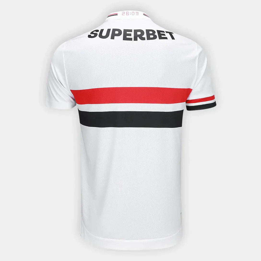 Camisa São Paulo 25/26 Home New Balance Masculina - Branco+Vermelho